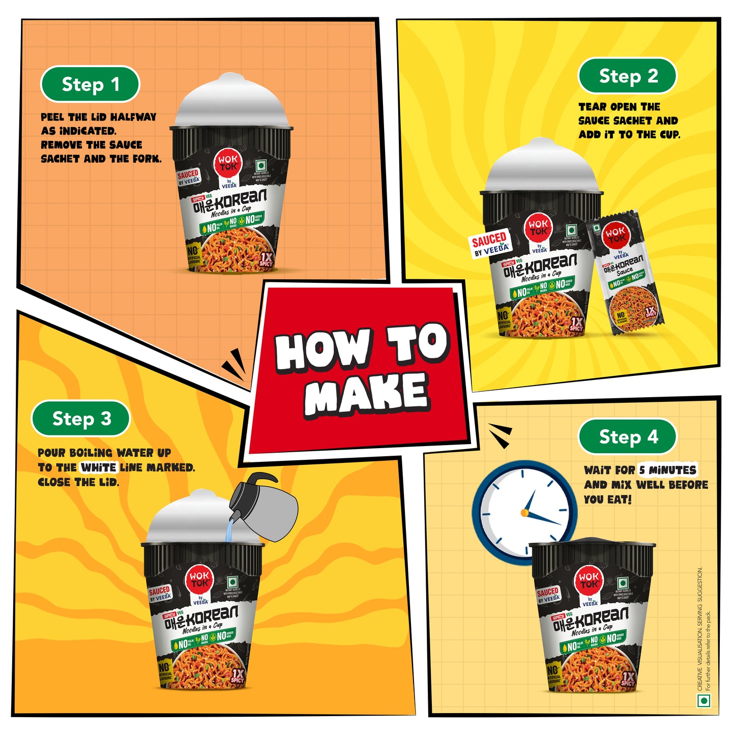 Kup & slurp | Instant Noodles in a Cup Spicy Korean (Pack of 3 x 92.5G)