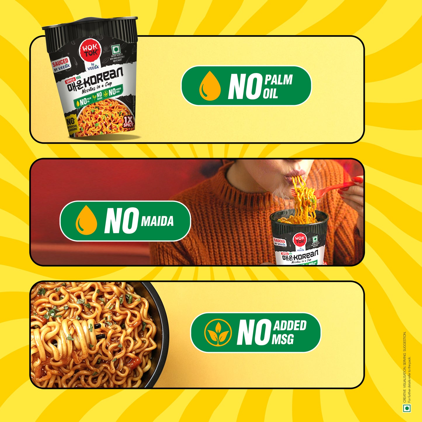 Kup & slurp | Instant Noodles in a Cup Spicy Korean (Pack of 3 x 92.5G)