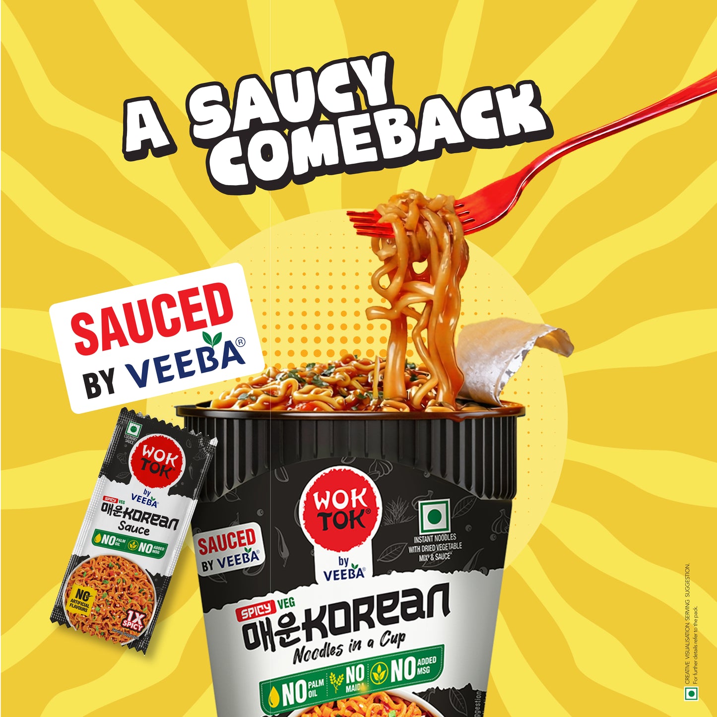 Kup & slurp | Instant Noodles in a Cup Spicy Korean (Pack of 3 x 92.5G)