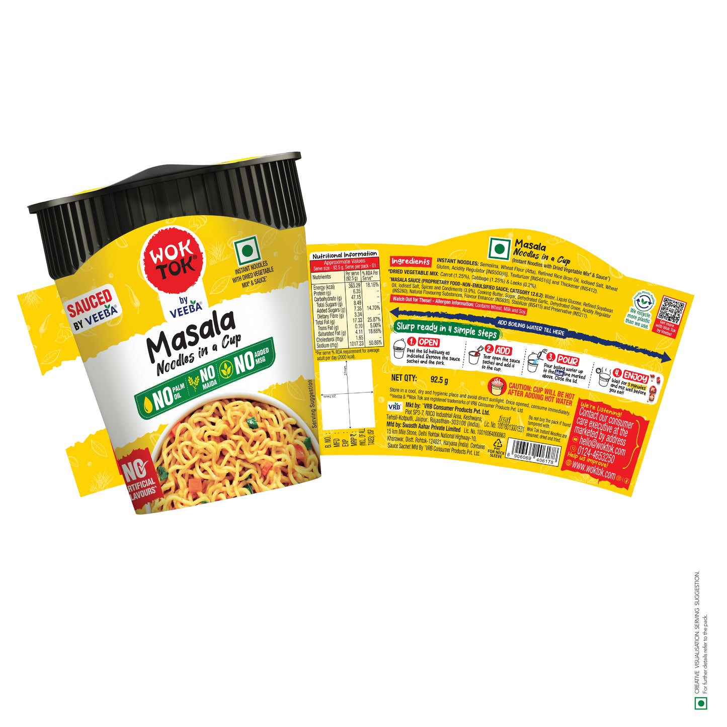 Masala Mania! | Instant Cup Noodles (Pack of 4 x 92.5G)
